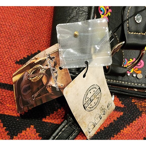 NEW Montana West Sugar Skull Studded PU Leather Handbag Black Multicolor - Picture 12 of 16